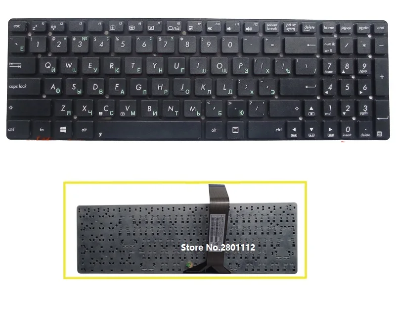 Новая русская клавиатура SSEA RU для ASUS K55 K55A K55N K55V A55 A55V K55VJ K55VM K55VD K55DE K55DR черная без