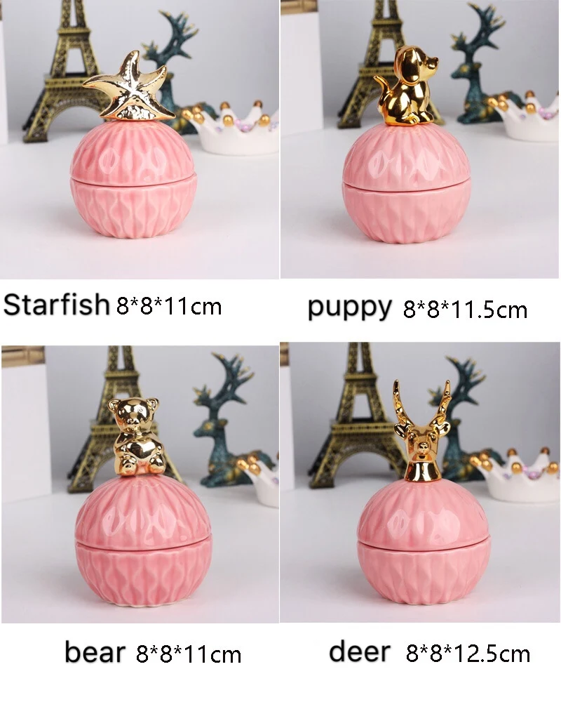 high quality modern animal design ceramic jewelry storage box jewelry jar makeup box 4