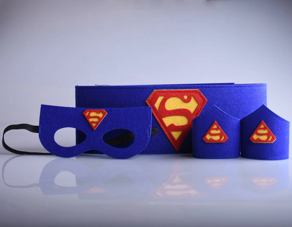 2016 cosplay toy 2 wristband+1 mask+1 belt superman cosplay armbanden