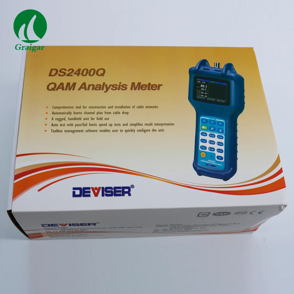 Deviser DS2400Q, 5 МГц~ 1 ГГц ручной наклон измерения дисплей CATV измеритель уровня сигнала