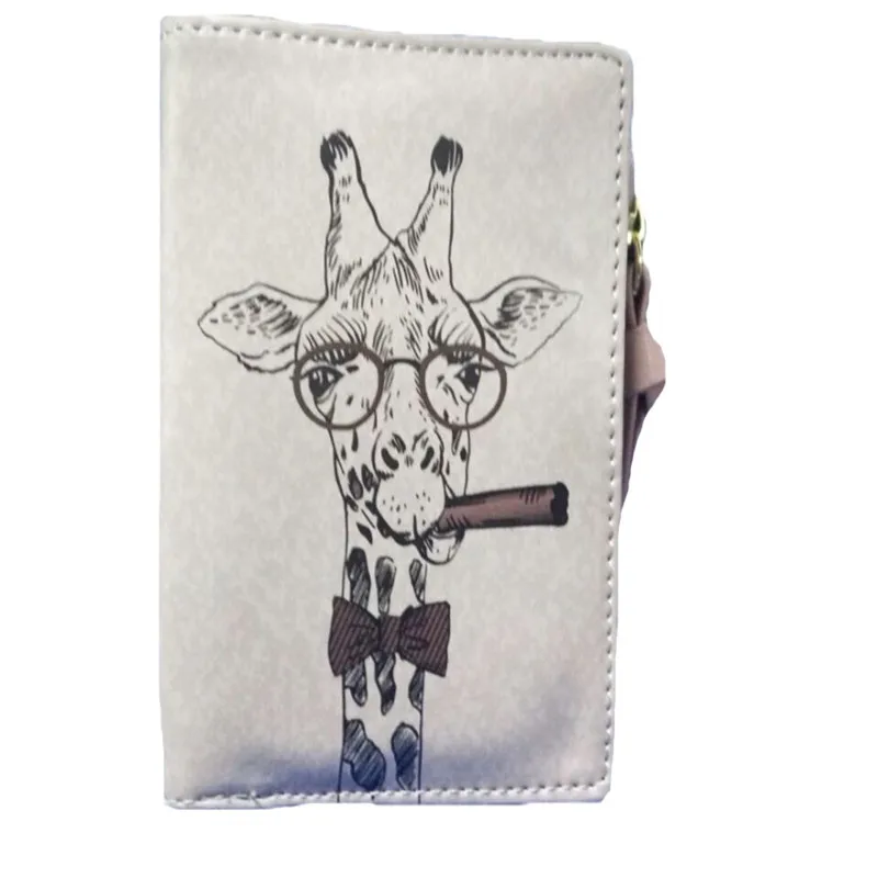

2019 Women Vintage Giraffe Coin Clip Purse Short Wallet Clutch Handbag PU leather