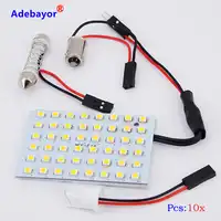 10 sets 48 LED 3528 24 v Kamer Deur Auto Auto Truck Interieur Gloeilamp panel Lamp Warm Wit Leeslampjes adapter T10 BA9S dome