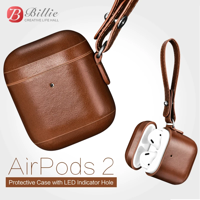 

For Apple Airpods 2 Case Top Genuine Leather Case for Airpods Vintage Leather Design Protective Earphone accessories Case Cover