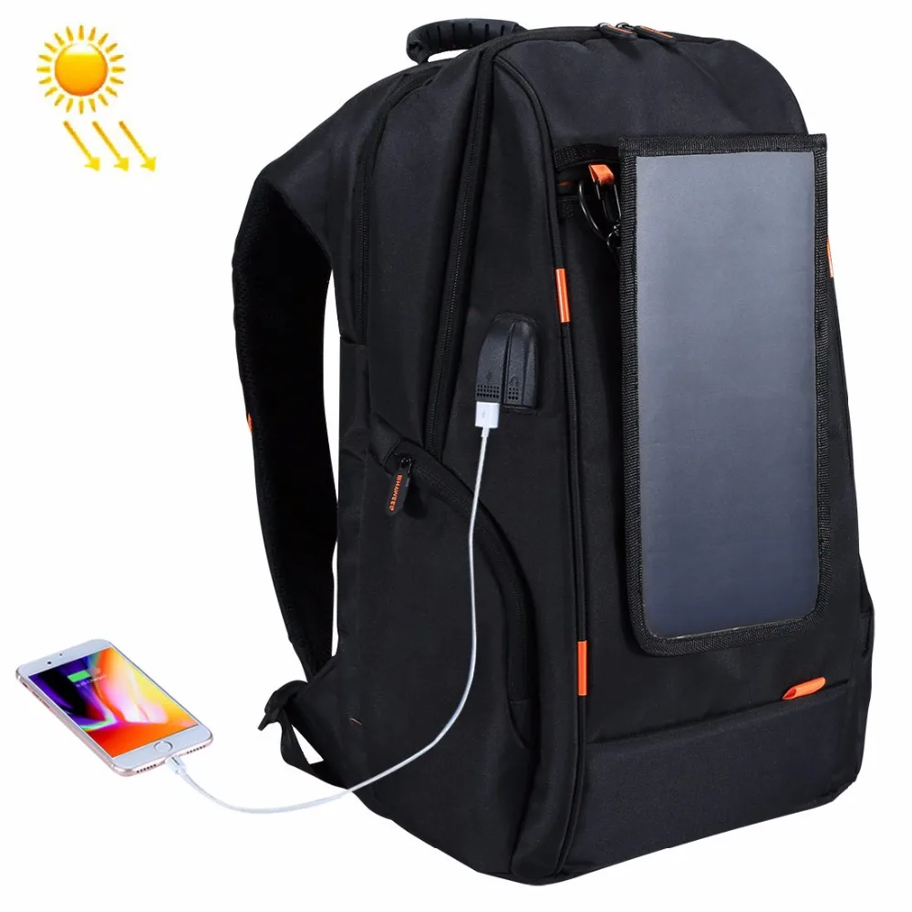 

HAWEEL Outdoor Multi-function Breathable Solar Panel Power Casual Backpack Laptop Tablet bags External USB Charging/Earphone P