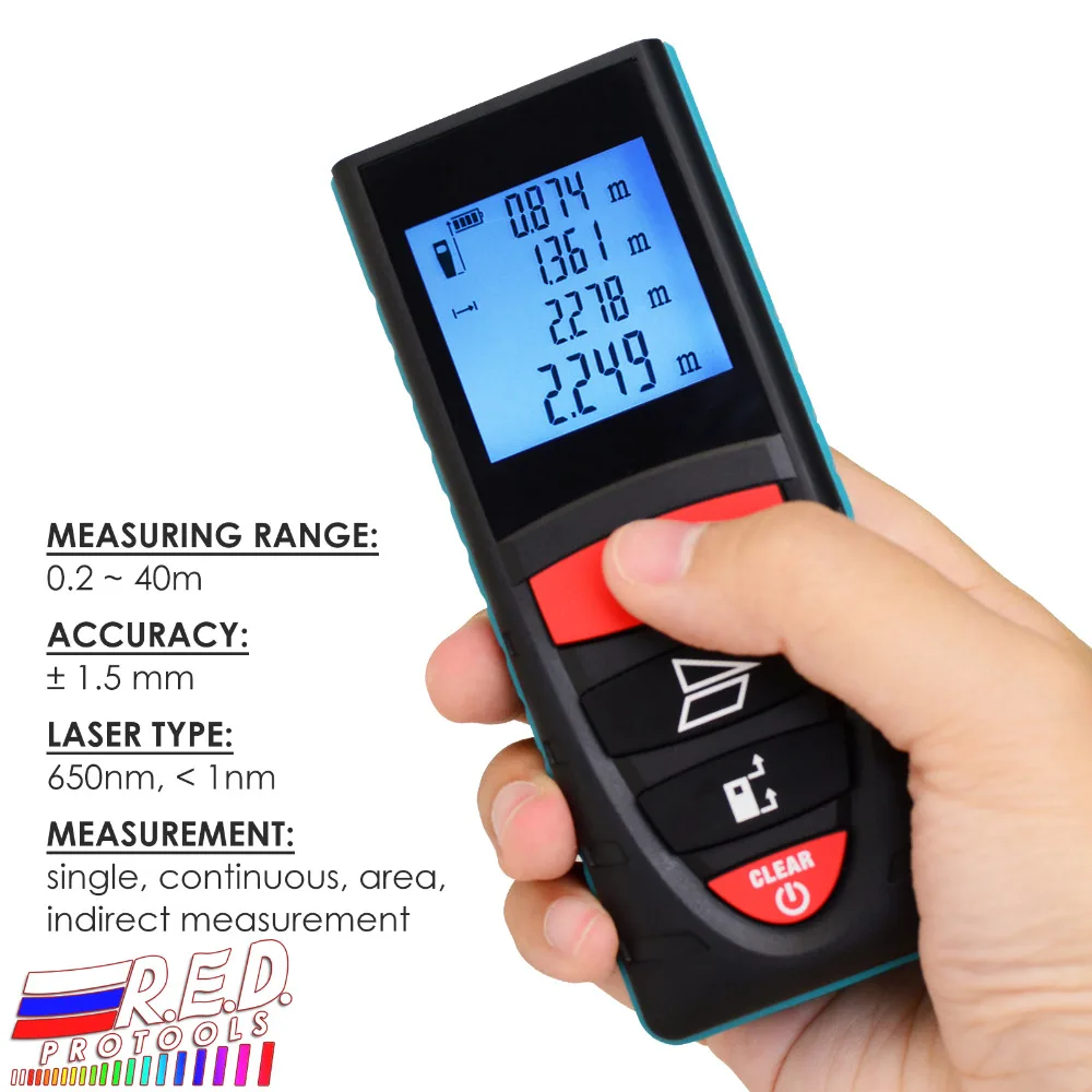 

40M (131ft) Digital Laser Distance Meter Measuring Device D8 Rangefinder Measure Telemetro Range Finder with Backlit LCD Screen