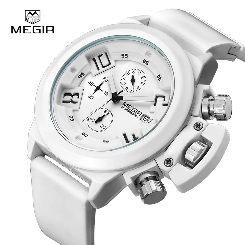 

MEGIR Top Brand Analog Chronograph Men Watch Quartz Military Army Men's Watches 3D Dial Male Clock 2002