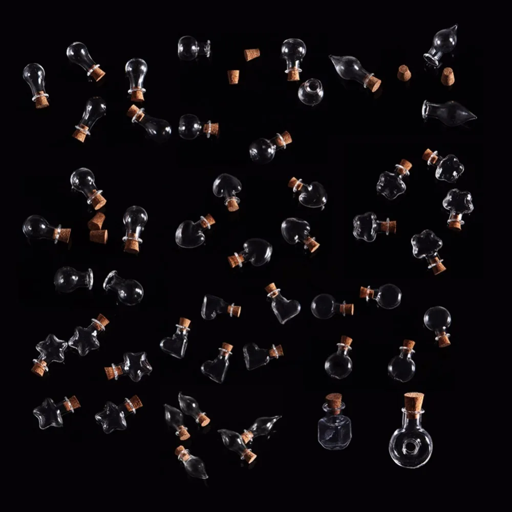 

12Styles 5PCS Mini Empty Small Tiny Clear Wish Message Glass Bottles Vials Charms Pendant m15