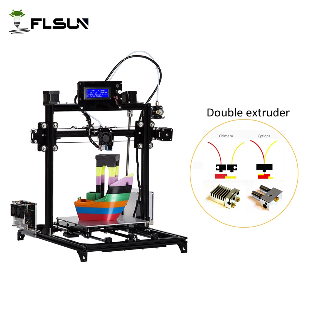 

Ship From Russian Dual Extruder Flsun3D 3D Printer Auto leveling i3 3D Printer Kit Heated Bed One Rolls Filament SD Card Gift