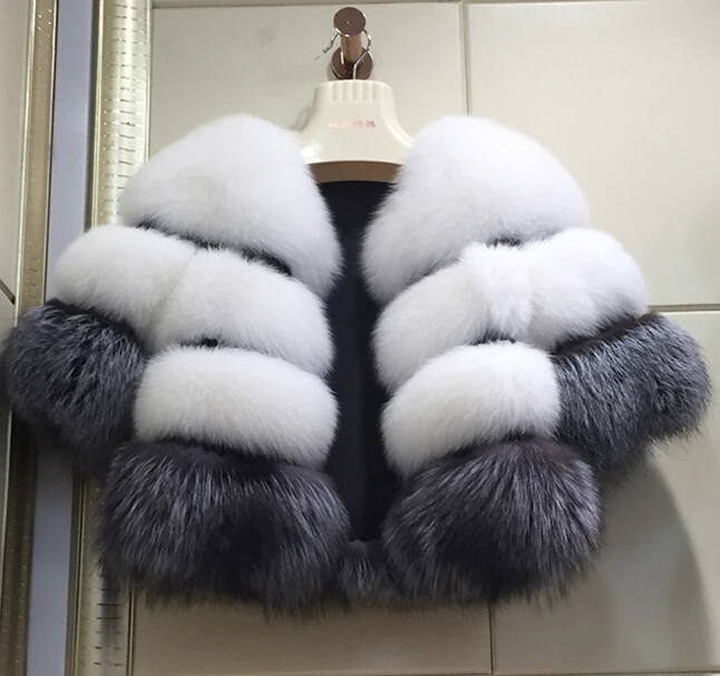 

REROYFU Real Fox Fur Coat Natural Fur Jacket Women Luxurious Genuine Arctic Fox Fur Outerwear