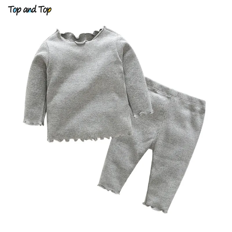 Top and Top Autumn Winter Toddler Girls Clothes Set  Cotton 2Pcs Tshirt+Trousers Baby Girls Tracksuit Casual Suit Sleepwear baby clothing set essentials Baby Clothing Set