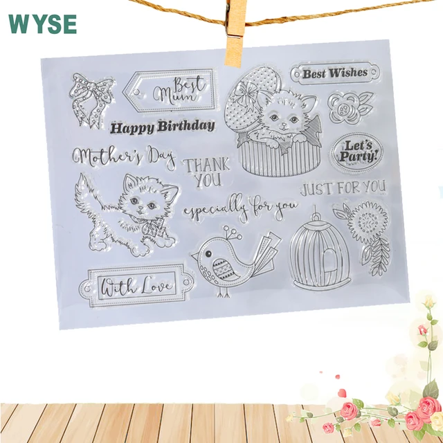 cute cat clear stamps best wish clear transparent silicone stamp