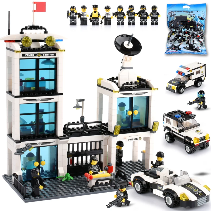 

818pcs Police Station Building Blocks Car Figures Blocks Compatible LegoINGly City Enlighten Assembly Bricks Toy For Children