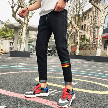 

Autumn and summer thin men's clothing nine points jeans men's feet Korean version trend hundred Boys 9 points pants slimming