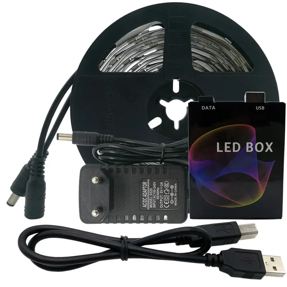 Светодиодная лента DC5V 2 м/3 м/4 м/5 м WS2812B 5050 RGB Dream color USB APP светодиодный светильник