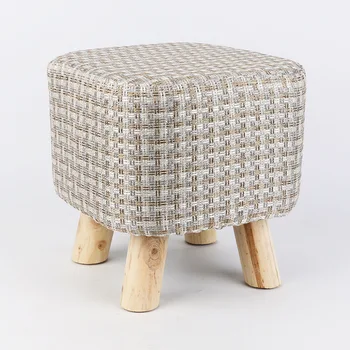 

Washable Household Sofa Stool Wooden Change Shoe Bench Stable Non-slip Solid Wood Kids Stool Multi-purpose Cloth Art Sponge Seat