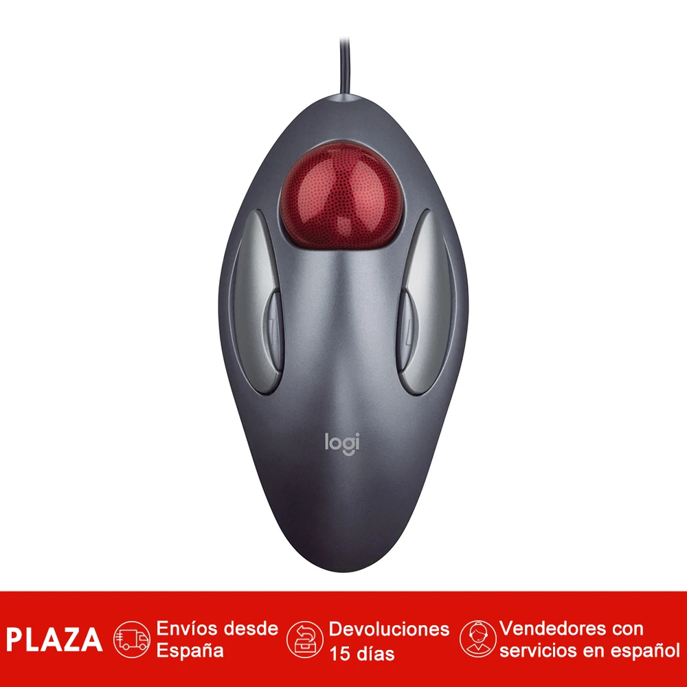 

Logitech LGT-MTM, Ambidextro, Trackball, USB+PS/2, 450 g, Gris, Rojo