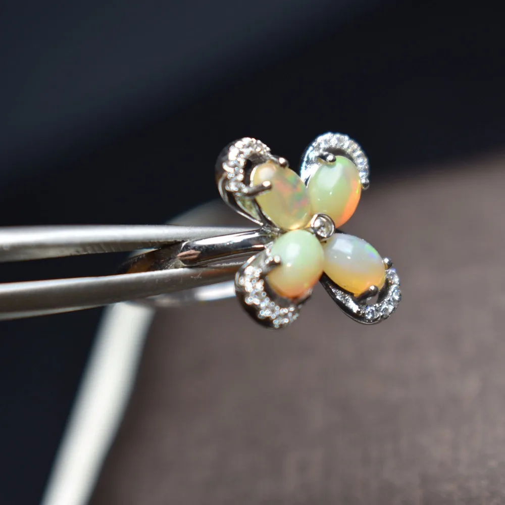 On sale Fine Jewelry Real 925 Steling Silver s925 100% Natural opal Gemstone Female Australia Opal Gemstones Ring Christmas Gift