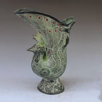 

China handmade antique bronze Emperor Peacock Wine Glasses Cups