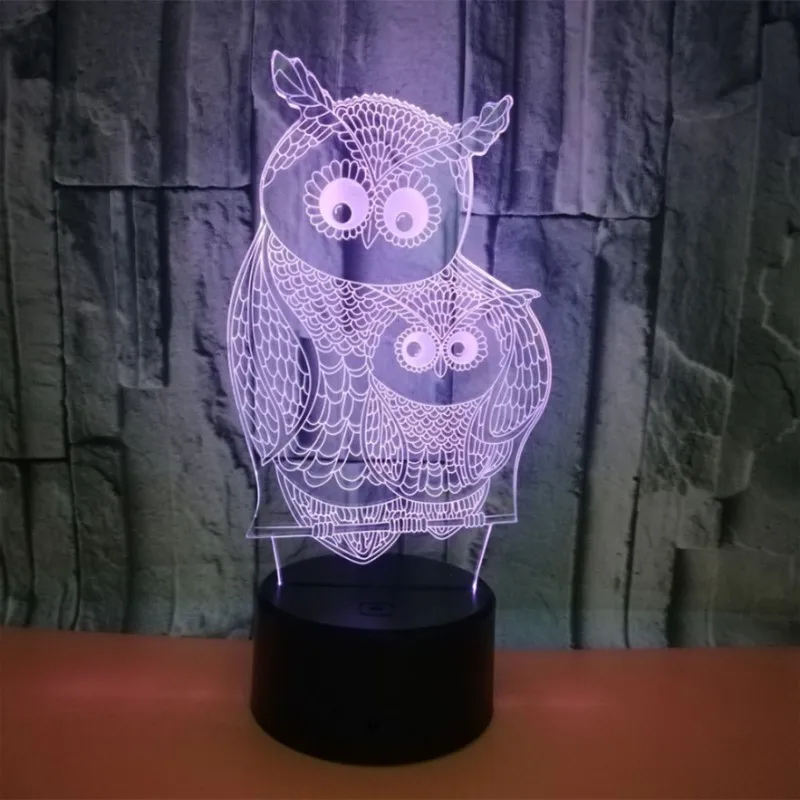 Красочная сенсорная 3d лампа Иллюзия светодиодный ночной Светильник USB Сова атмосфера настольная лампа для детей подарок для детей прикроватная Спальня