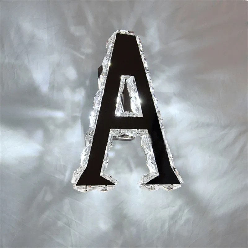 

Modern LED Crystal Wall Light Letter A LED Wall Lamp Bedside Room Bedroom Arts Stainless Steel Lighting fixtures Wall Sconces