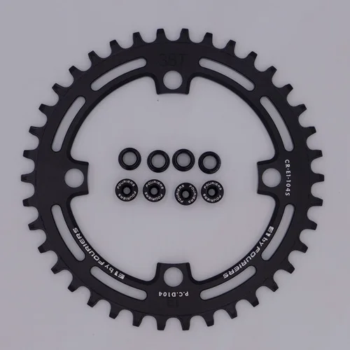 FOURIERS CR-E1-104S один узкая широкая цепь из колец цепь 1x9/10/11 Скорость MTB велосипеда передняя Звездочка BCD 104 мм(4 Болт) 36 38 40T - Цвет: Black 38T
