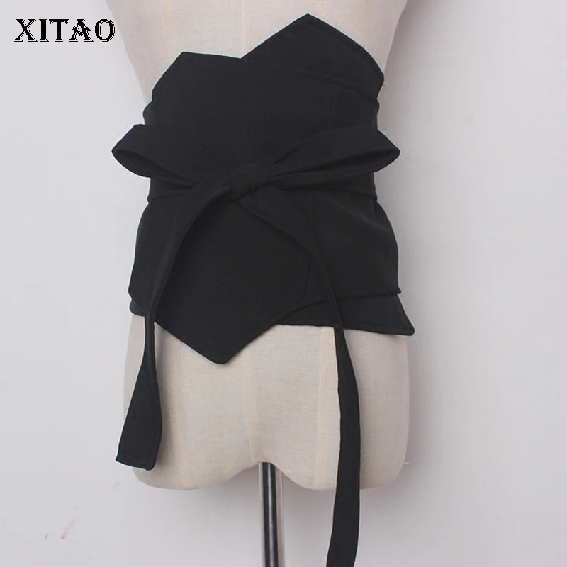 

[XITAO] 2018 Europe New Arrival Casual Women Solid Color Elastic Bandage Cummerbunds Female Casual Cummerbunds GWY1927