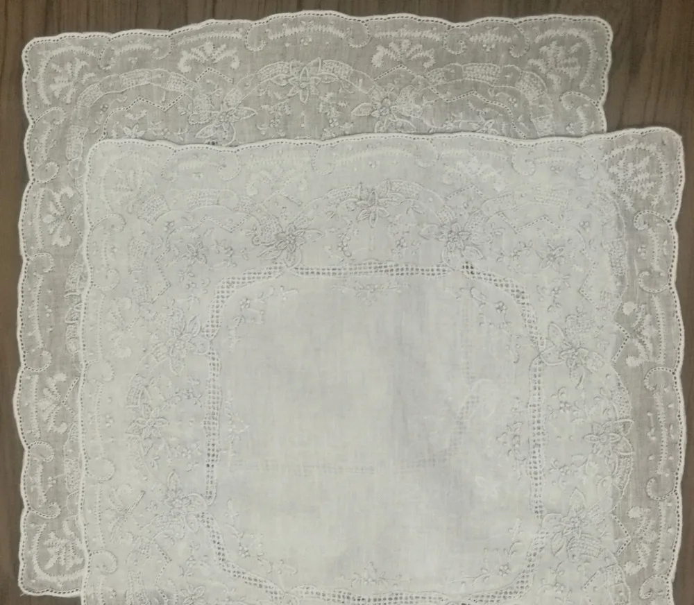 2 шт./партия Новинка женские носовые платки 11,5x11," белый льняной вышитый носовой платок винтажный цветочный платок Hanky для невесты