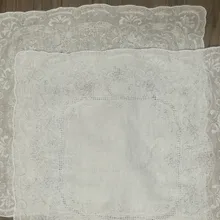 2 шт./партия Новинка женские носовые платки 11,5x11," белый льняной вышитый носовой платок винтажный цветочный платок Hanky для невесты