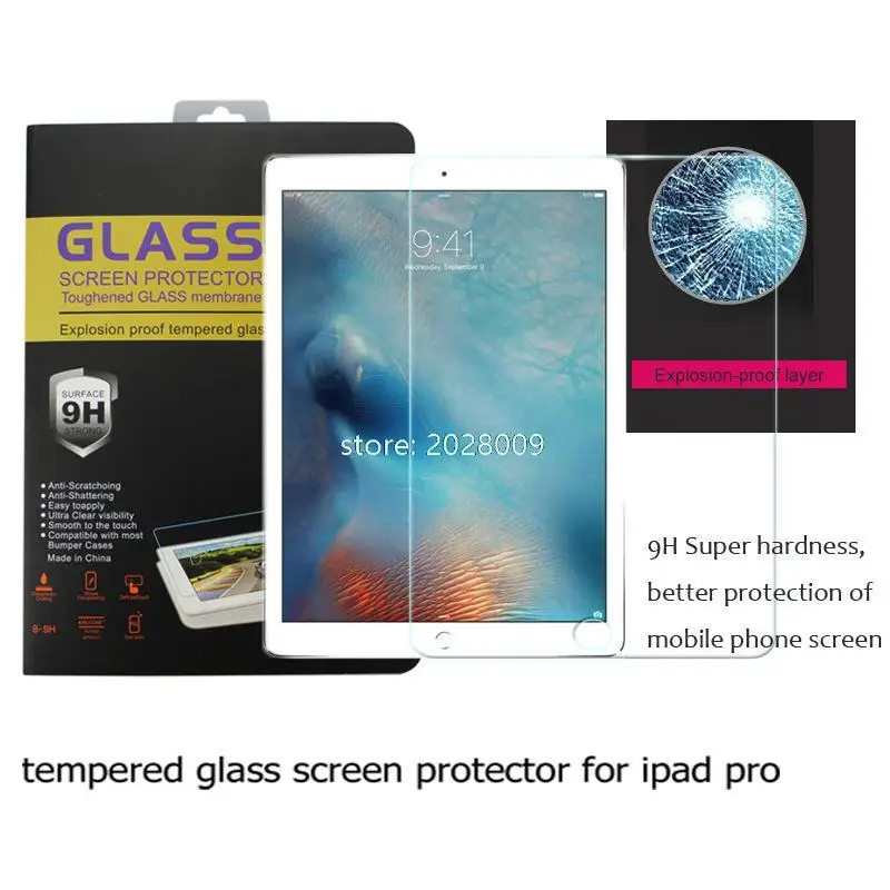 200pcs Explosion Proof  0.3mm 2.5D Premium Tempered Glass Screen Protector Anti-Scratch Film For Apple iPad Pro With Retail Box