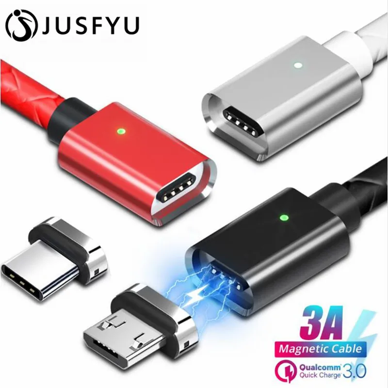 JUSFYU Магнитный кабель Micro usb type C адаптер быстрой зарядки телефона Microusb type-C магнитное зарядное устройство usbc для iphone samsung xiaomi