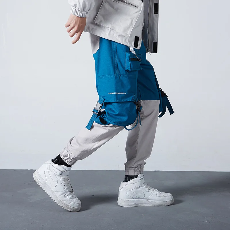 

Ribbons Pockets Harem Pants Men Autumn Winter Casual Sweatpants Hip Hop Joggers New Design Slim Fit Pencil Pants Cargo Pants