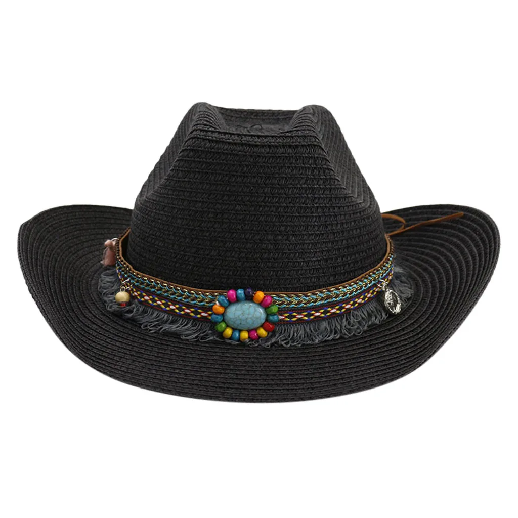Летняя женская шляпа в западном стиле, Классическая ковбойская/ковбойская соломенная Солнцезащитная шляпа, ковбойская Мужская кепка# D8