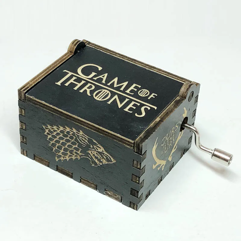 Handmade wooden antique black game of thrones music box, Christmas gift, new year gift, birthday gift free shipping