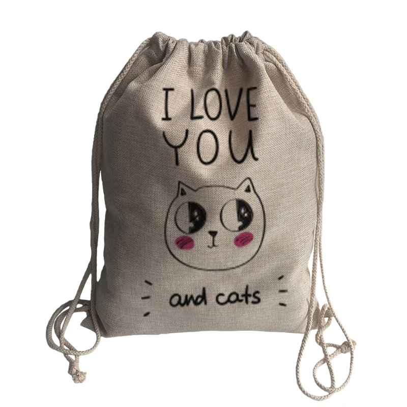 

THINKTHENDO New Unisex Linen Drawstring Shopping Beach Outdoor Sport Travel Backpack Bags