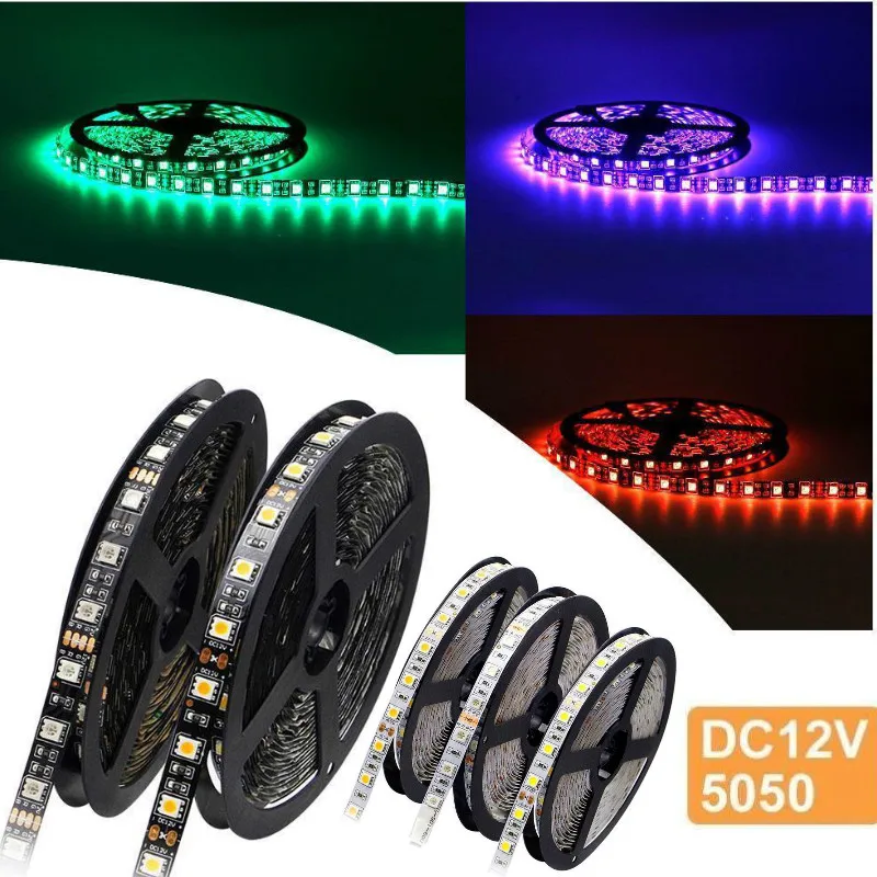 

SMD 5050 LED Strip Waterproof 5M 300LED DC 12V RGBW RGBWW Warmwhite Fita LED Light Strips Flexible LED Strip Black PCB,White PCB