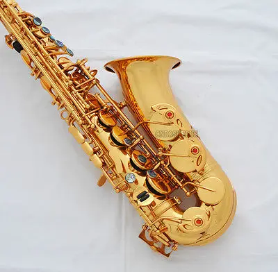 Профессиональный золотой 54 ссылок Eb альт саксофон сакс с металла мундштук|saxophone