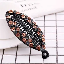 Fancyin Luxury 12cm large size Crystal Long colorful rhinestones fish banana hair claw clip Hair Accessories for women 1 Piece