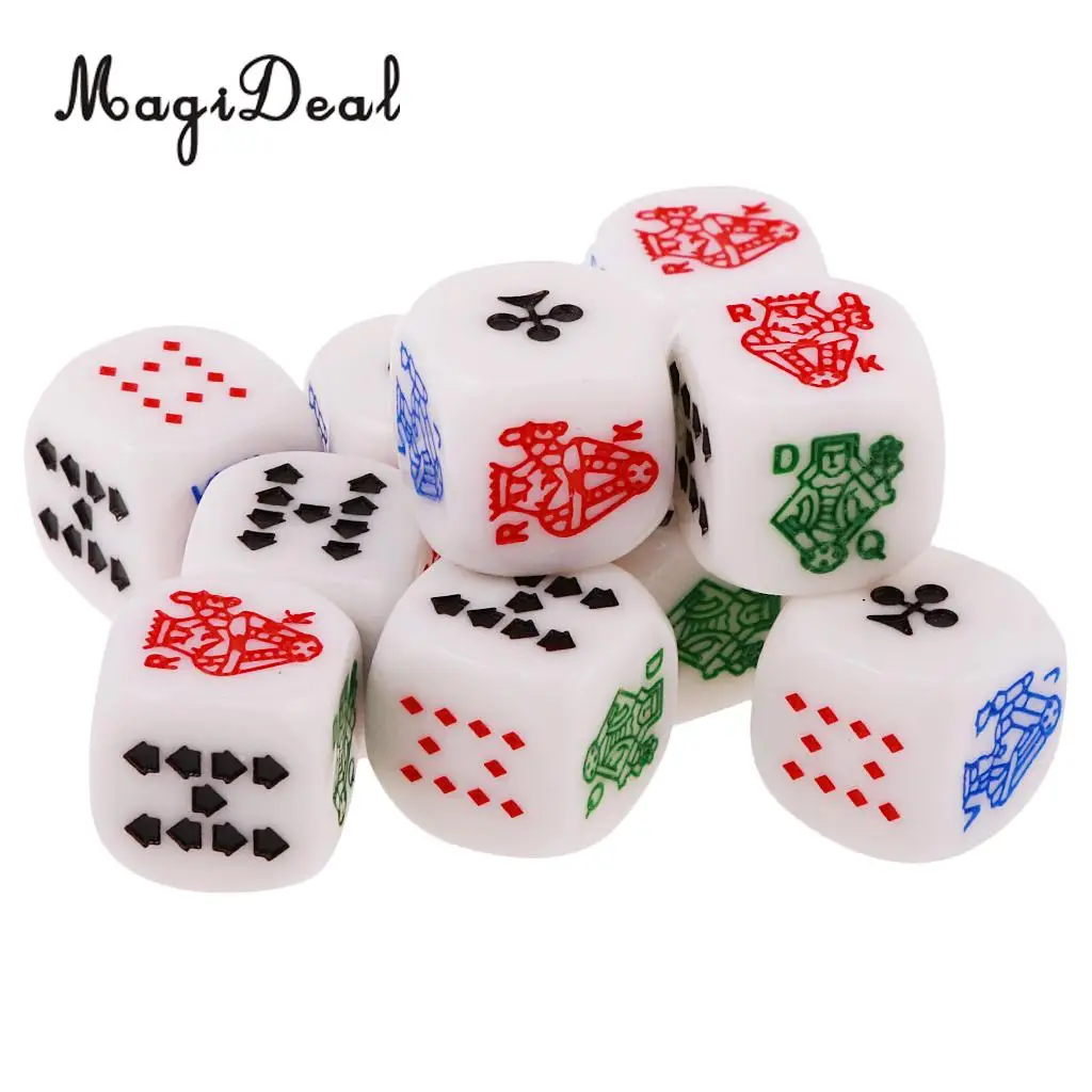 MagiDeal горячая Распродажа акрил 10 шт. 12 мм шестигранные игральные кости для покера