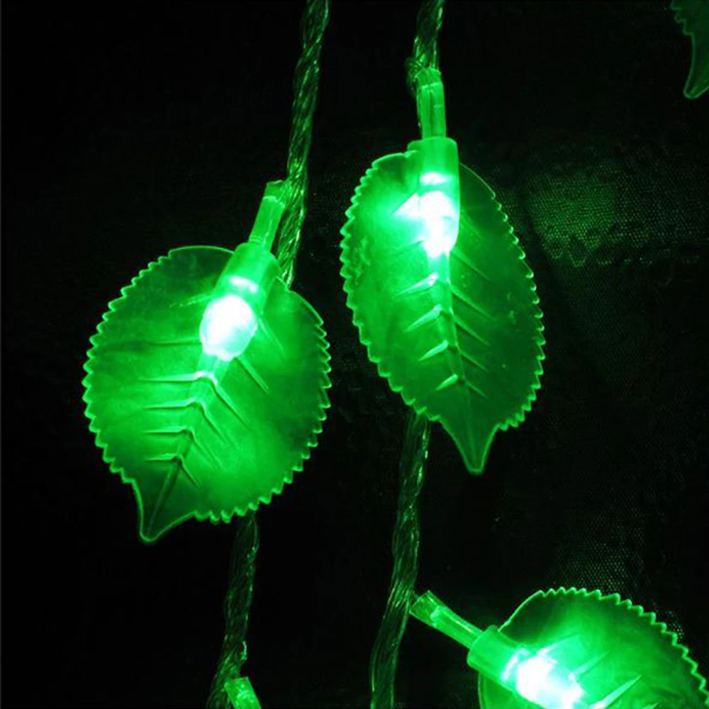AC220V 10 м светодиодный строка Светло-зеленые листья Фея гирлянда открытый декоративные рождественские огни Свадебная вечеринка ЕС Plug IL