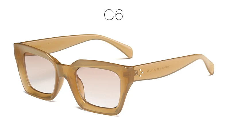 Популярные летние модные клевые солнцезащитные очки для женщин и мужчин с квадратной оправой высококачественные очки новые модные очки de sol feminina - Цвет линз: C6