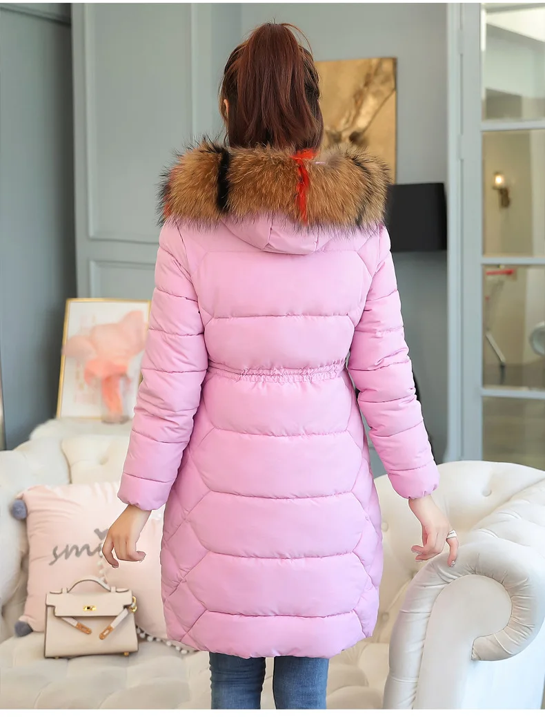 AYUNSUE женские куртки зимняя куртка женская парка с капюшоном толстый розовый пуховик хлопок длинное пальто Женская Куртка парка Mujer 2019 KJ713