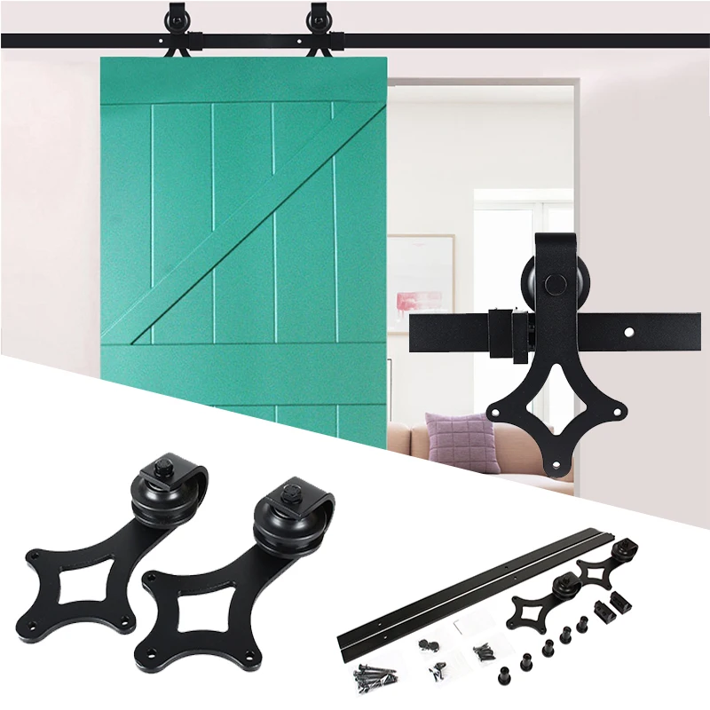Corredera puerta de madera puerta corredera sistema pista antigua puerta corredera rodillo ducha coulissante 6FT (1830mm) /6.6FT (2000mm) - 6