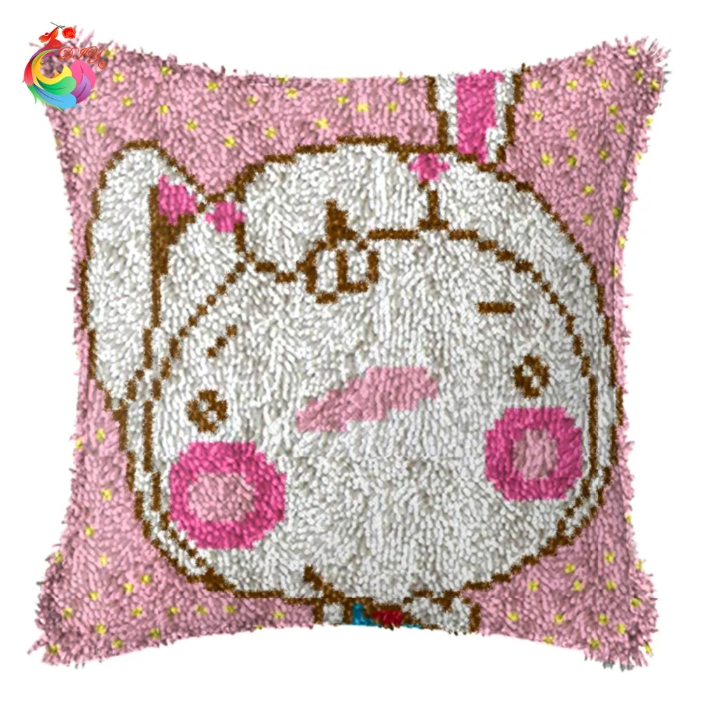 New 3d Latch Hook Pillow Kits Diy Needlework Crocheting Kit Rug