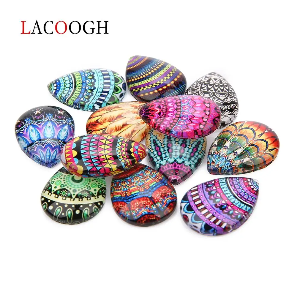 

20Pcs/lot 10X14/13X18/18X25/20X30mm Mixed Handmade Photo Glass Drop Style Cabochons Pattern Domed Jewelry Accessories Supplies