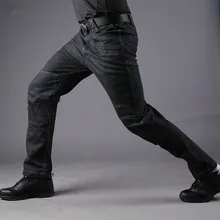 Городской Тактический Эластичный армейский веер черные тренировочные джинсовые брюки весна осень уличные походные спортивные штаны для верховой езды с эластичным карманом