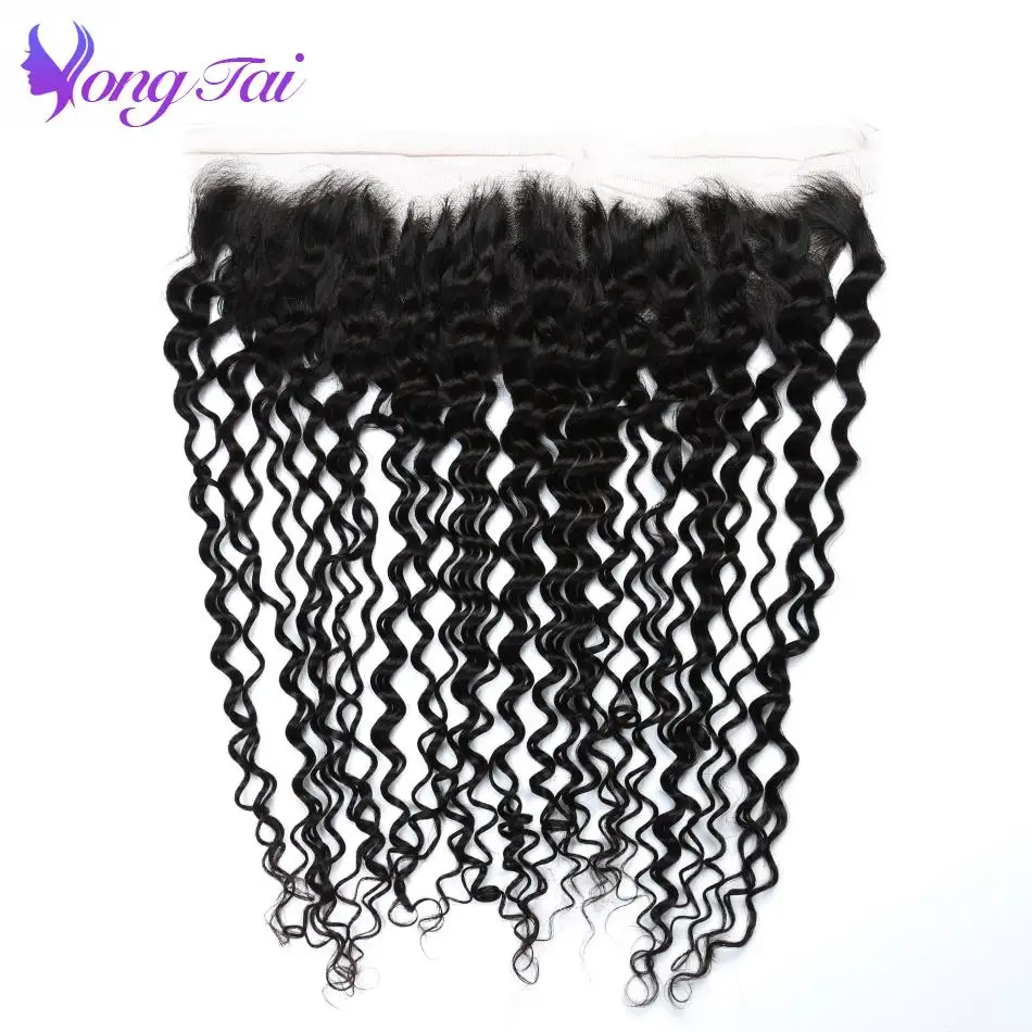 Yuyongtai Lace Frontal Closure Brazilian Deep Curly hair lace front 13*4 Human Hair Free Part Machine Double Weft Free Shipping