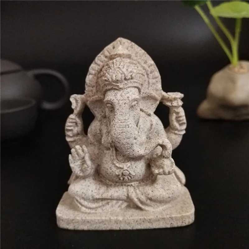 

Ganesha Buddha Statue Natural Stones Elephant God Sculpture Figurines Garden SandStone Statues For Home Decoration Accessorie