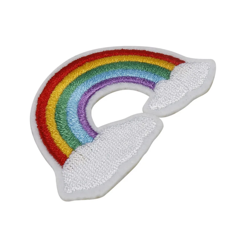 

Anime Rainbow Patch Applique Cute Cartoon Iron On Patches Stripe On Clothes Embroidered Patches For Clothing DIY Stickers