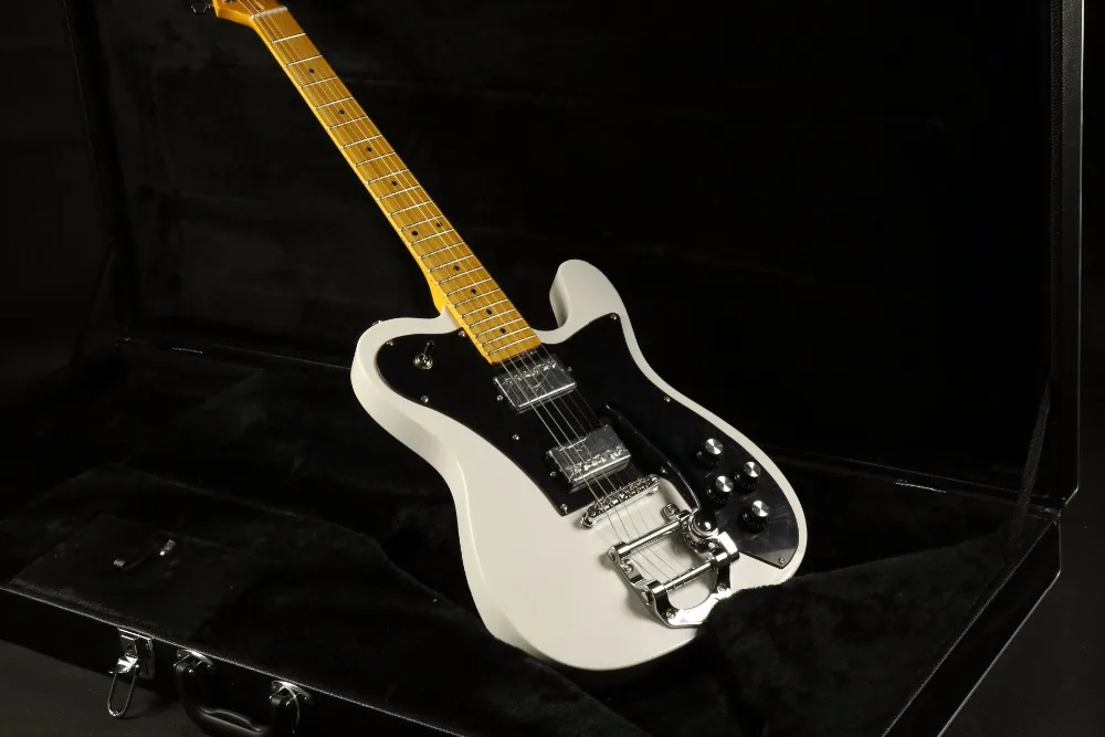 Высокое качество белый bigsby мост tele Электрогитара HH звукосниматели tele гитары