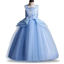 Пышное длинное платье принцессы; платье для первого причастия; одежда с цветочным узором для девочек на свадьбу; детское бальное платье; пышный элегантный костюм для малышей